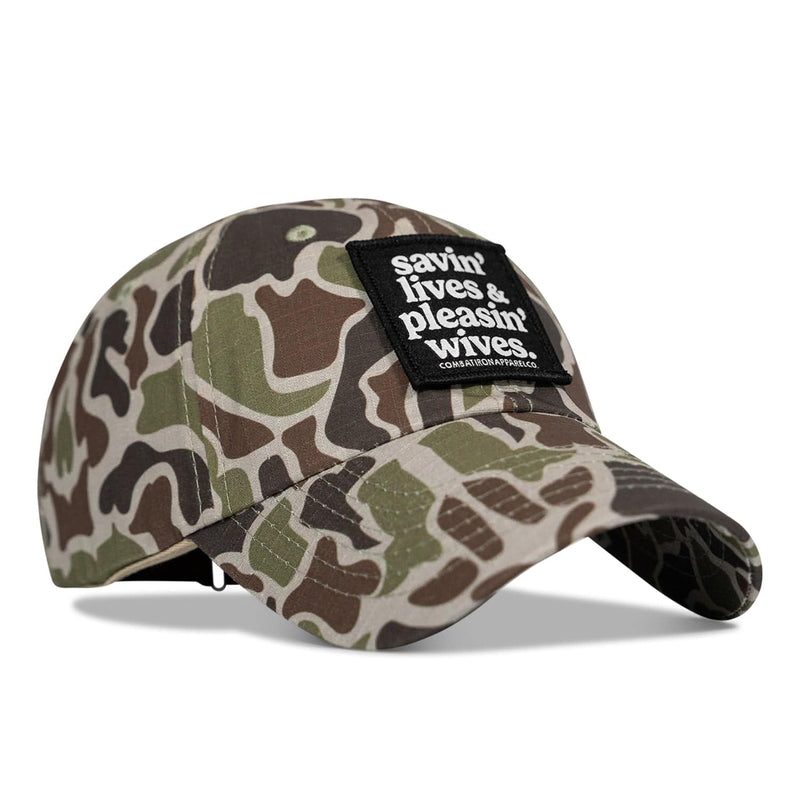 Load image into Gallery viewer, Ripstop Savin' Lives &amp; Pleasin' Wives  Patch Tactical Ripstop Mesh Snapback Hat
