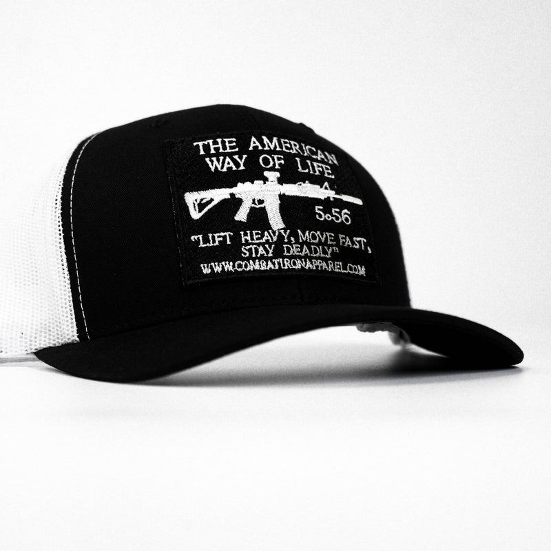 Load image into Gallery viewer, American Way Of Life 5.56 Black Patch Edition Mid-Profile Mesh Snapback
