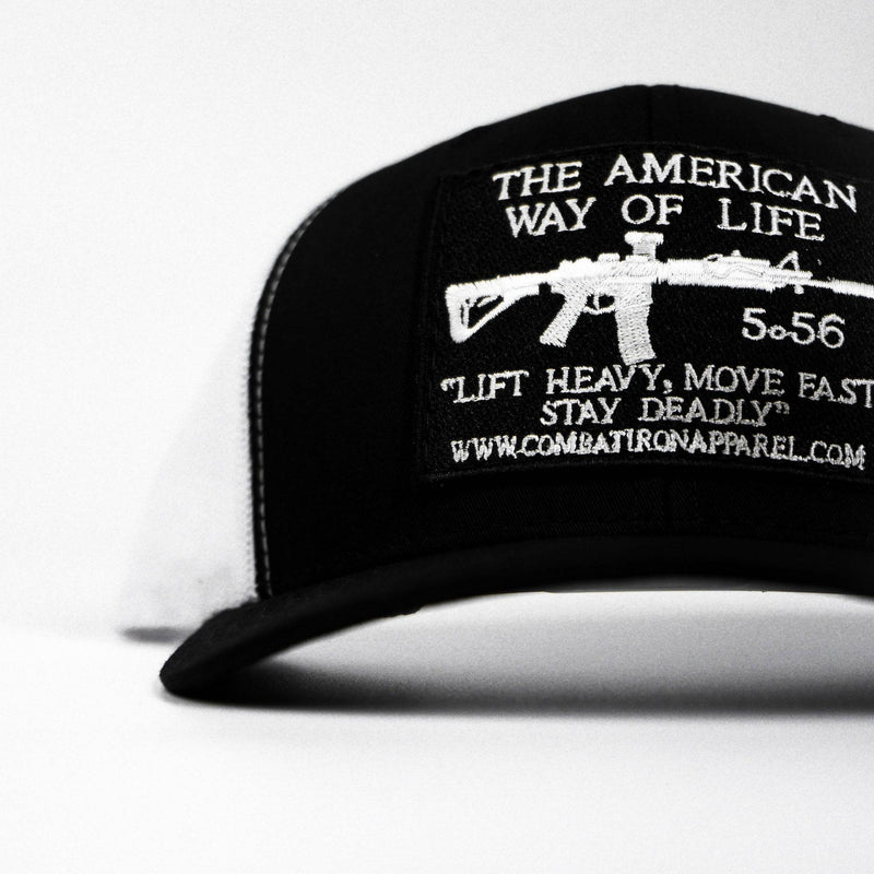 Load image into Gallery viewer, American Way Of Life 5.56 Black Patch Edition Mid-Profile Mesh Snapback
