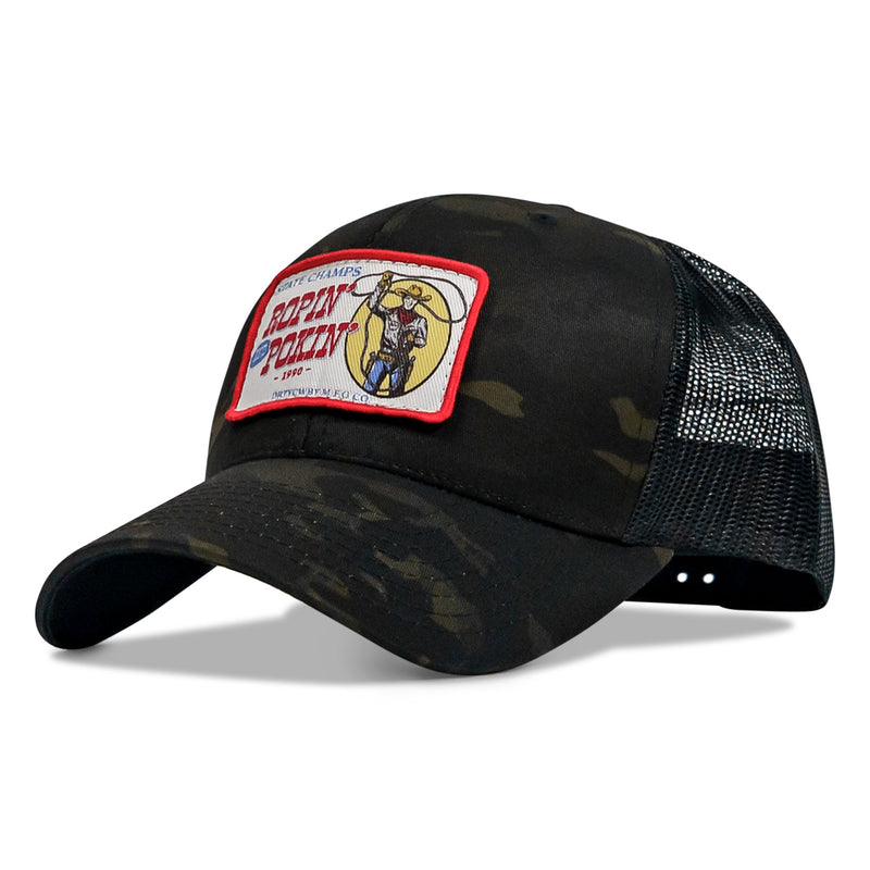 Load image into Gallery viewer, Ropin&#39; and Pokin&#39; Dirty Cowboys Patch SnapBack Hat
