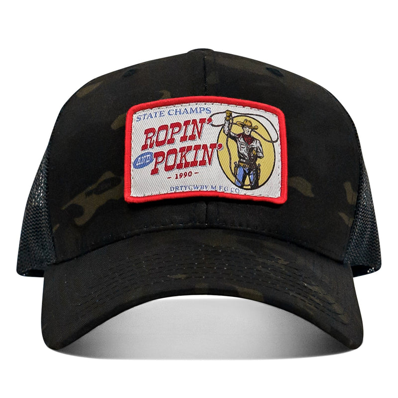 Load image into Gallery viewer, Ropin&#39; and Pokin&#39; Dirty Cowboys Patch SnapBack Hat
