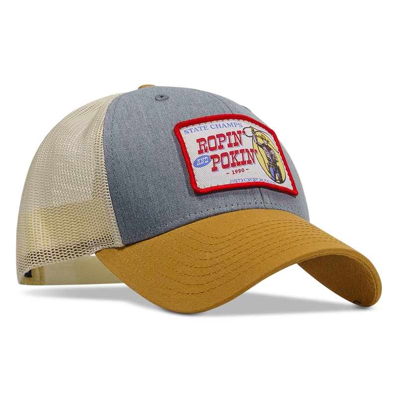 Load image into Gallery viewer, Ropin&#39; and Pokin&#39; Dirty Cowboys Patch SnapBack Hat
