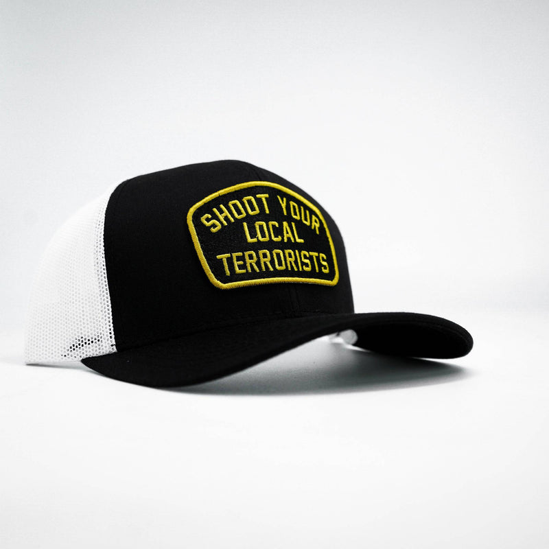 Load image into Gallery viewer, Shoot Your Local Terrorists Patch Snapback Hat
