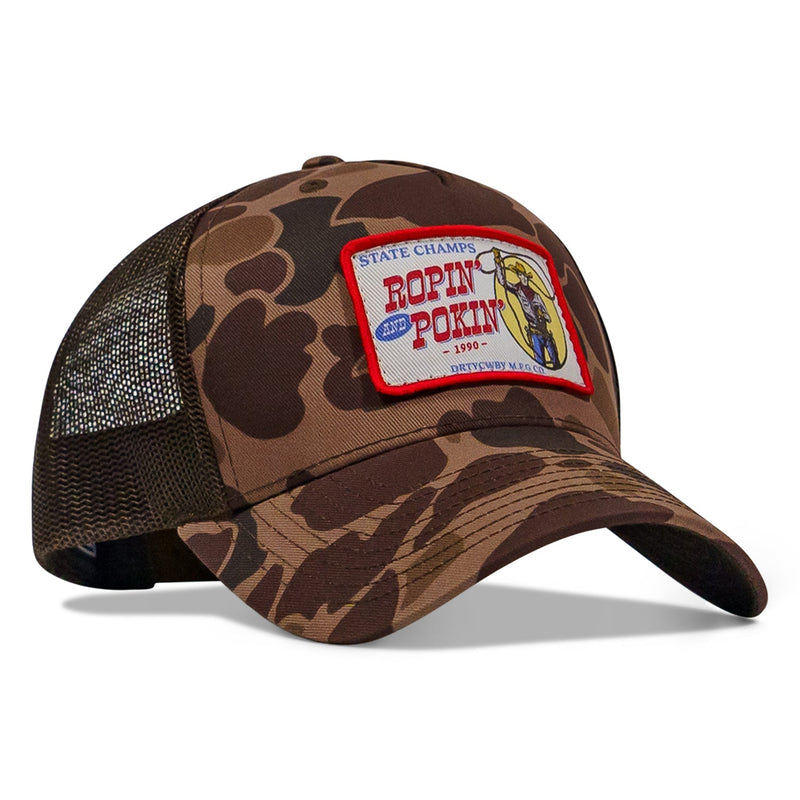 Load image into Gallery viewer, Ropin&#39; and Pokin&#39; Dirty Cowboys Patch SnapBack Hat
