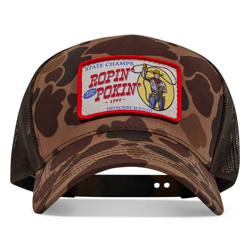 Load image into Gallery viewer, Ropin&#39; and Pokin&#39; Dirty Cowboys Patch SnapBack Hat

