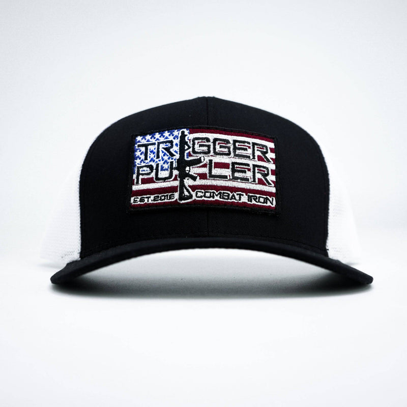 Load image into Gallery viewer, Trigger Puller American Flag Patch Mid-Profile Mesh Snapback Hat
