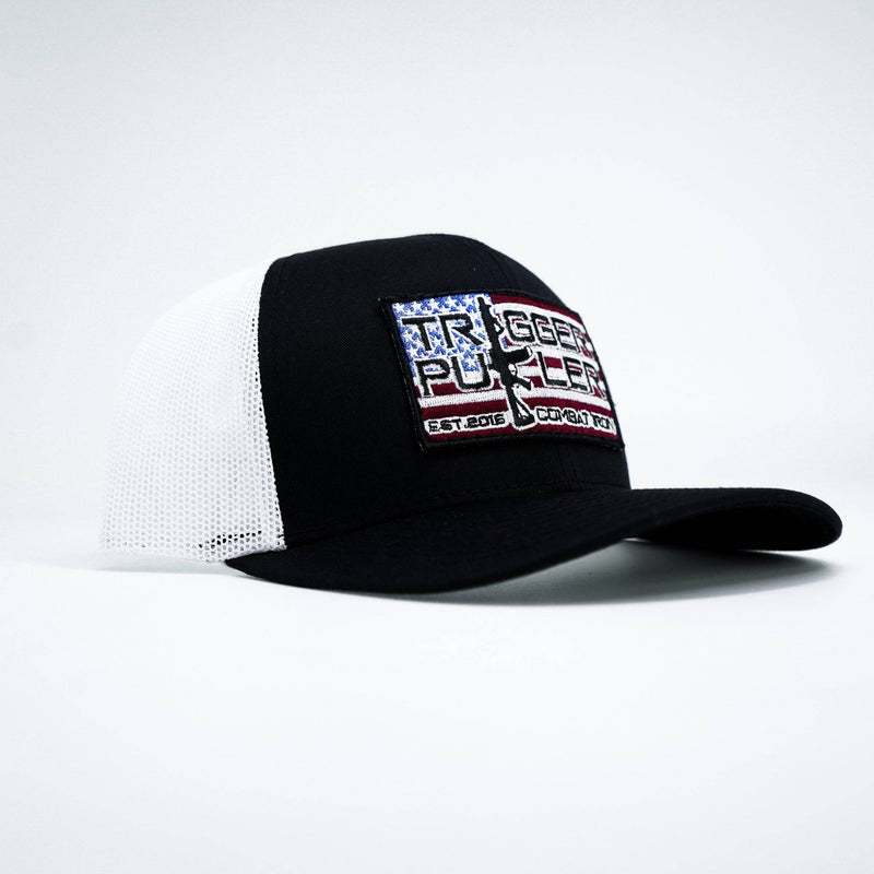 Load image into Gallery viewer, Trigger Puller American Flag Patch Mid-Profile Mesh Snapback Hat
