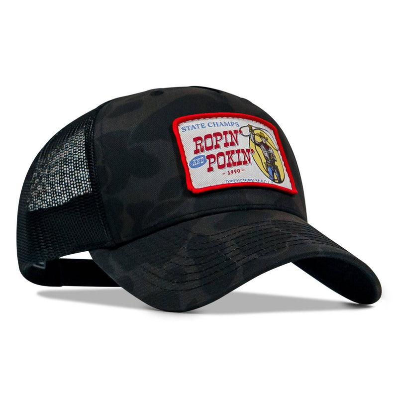 Load image into Gallery viewer, Ropin&#39; and Pokin&#39; Dirty Cowboys Patch SnapBack Hat
