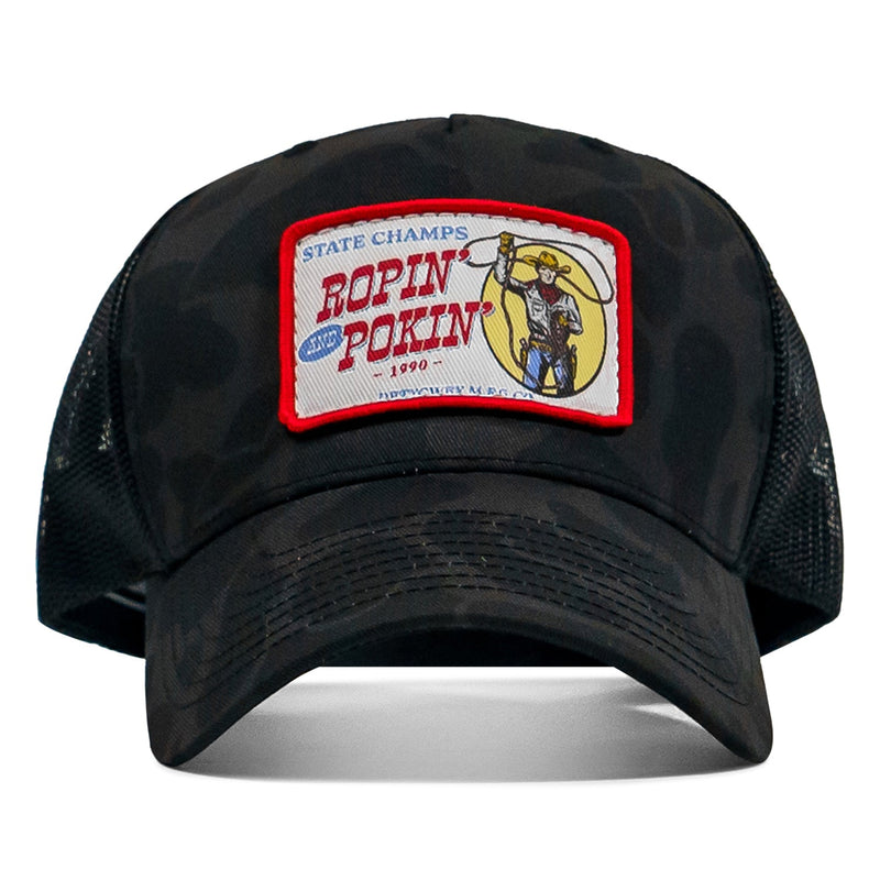 Load image into Gallery viewer, Ropin&#39; and Pokin&#39; Dirty Cowboys Patch SnapBack Hat
