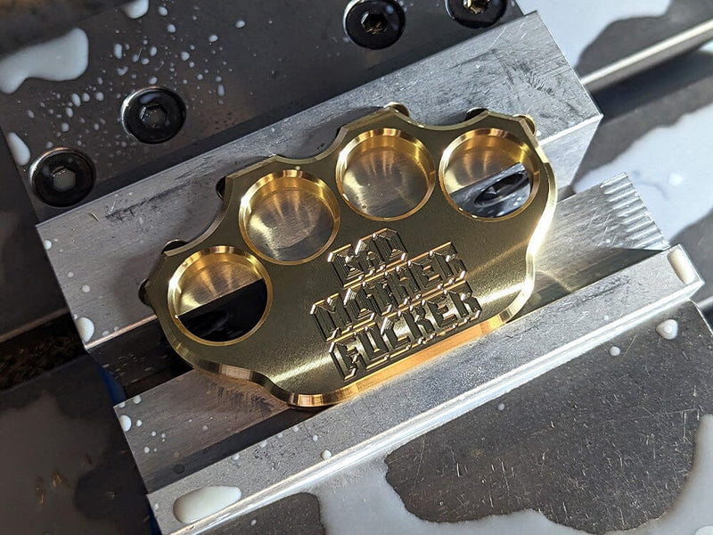 Load image into Gallery viewer, Milspin 3/4lb Brass Knuckle Bad Mother F*cker Solid Brass Paperweight
