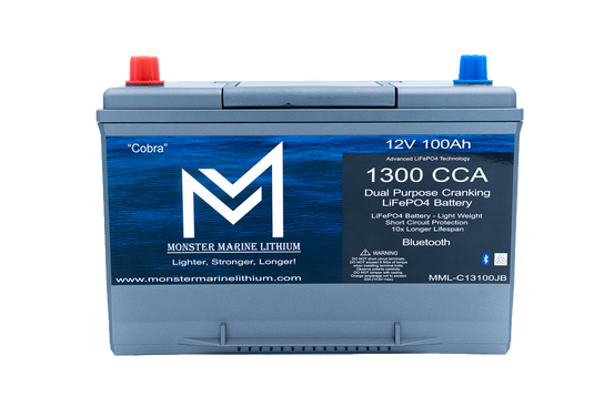1300CCA 100Ah Dual Purpose Cranking Lithium “Cobra” - Bluetooth - MML-C12V13JB
