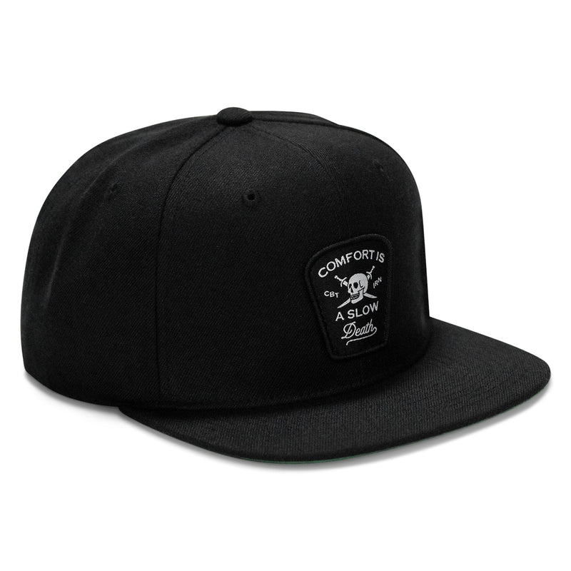 Load image into Gallery viewer, Comfort Is A Slow Death Patch Flatbill Snapback Hat
