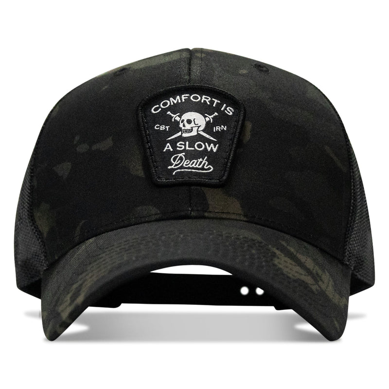 Load image into Gallery viewer, Comfort Is A Slow Death Patch Snapback Hat
