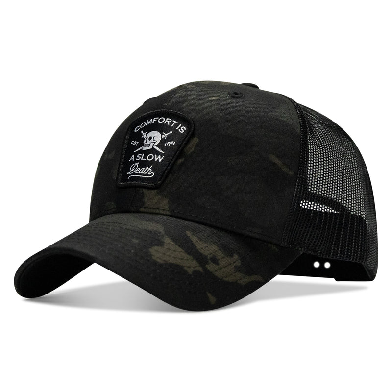 Load image into Gallery viewer, Comfort Is A Slow Death Patch Snapback Hat
