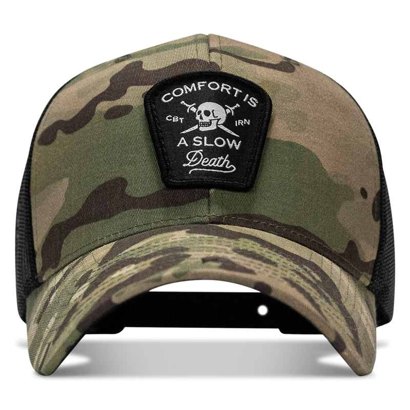 Load image into Gallery viewer, Comfort Is A Slow Death Patch Snapback Hat
