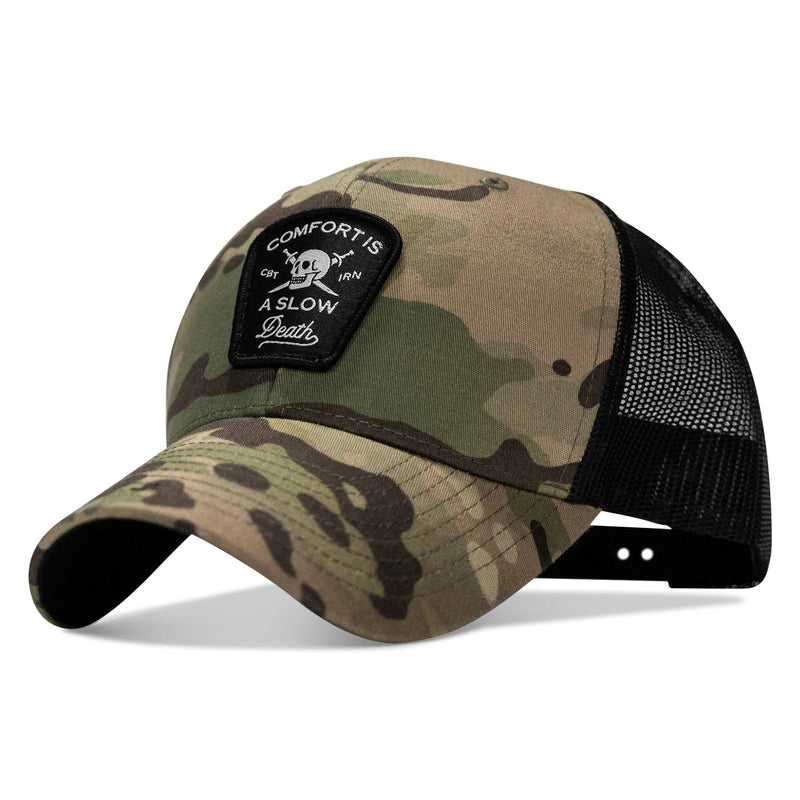 Load image into Gallery viewer, Comfort Is A Slow Death Patch Snapback Hat
