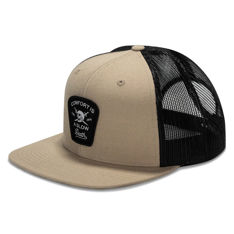 Load image into Gallery viewer, Comfort Is A Slow Death Patch Flatbill Snapback Hat
