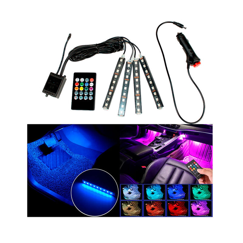 Load image into Gallery viewer, 4 Piece LED Strip Interior Car Light Kit
