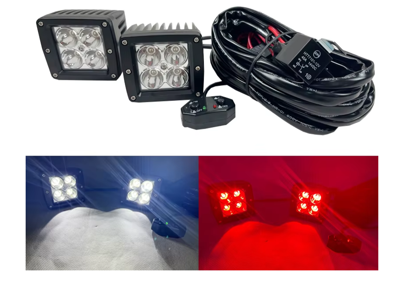 3" RGB+W Pod LIght Kit W/ Power Harness