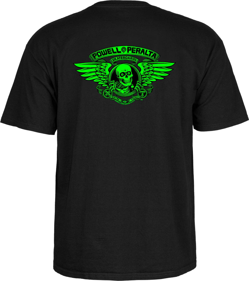 Load image into Gallery viewer, Powell Peralta Winged Ripper T-Shirt - Green Blacklight Black
