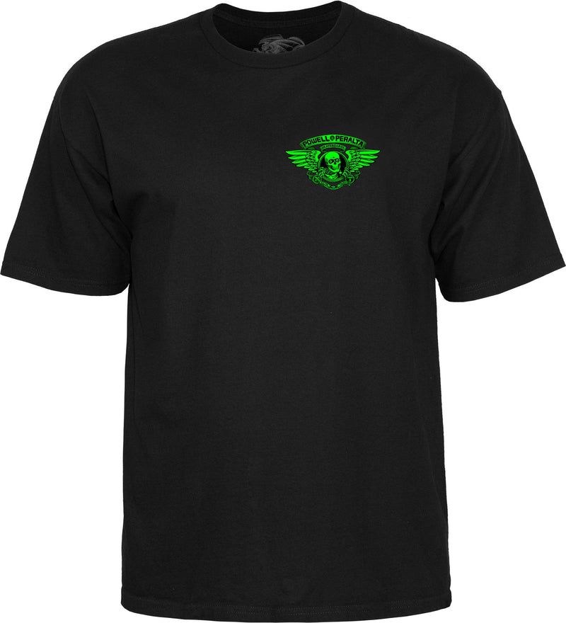 Load image into Gallery viewer, Powell Peralta Winged Ripper T-Shirt - Green Blacklight Black
