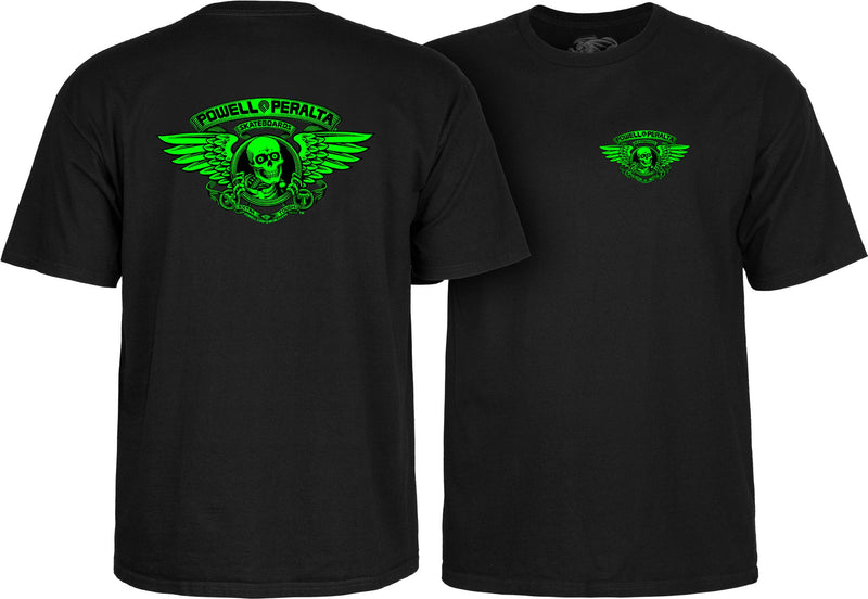 Load image into Gallery viewer, Powell Peralta Winged Ripper T-Shirt - Green Blacklight Black

