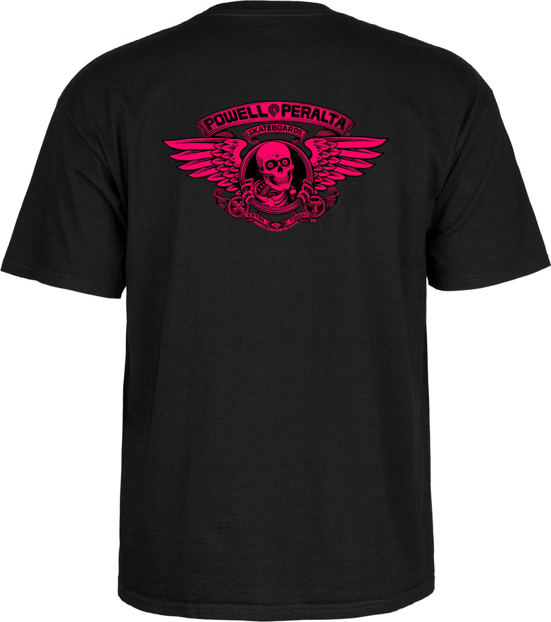 Load image into Gallery viewer, Powell Peralta Winged Ripper T-Shirt - Pink Blacklight Black

