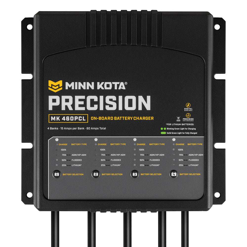 Minn Kota On-Board Precision Charger MK-460 PCL 4 Bank x 15 AMP LI Optimized Charger - Skoutley Outdoors LLC