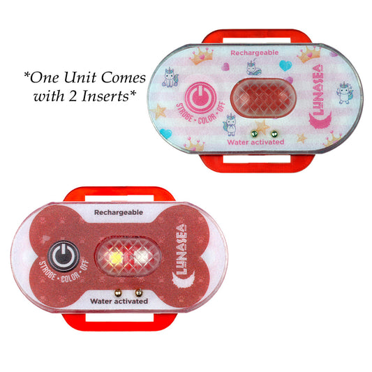 Lunasea Child/Pet Safety Water Activated Strobe Light - Red Case, Blue Attention Light - Skoutley Outdoors LLC