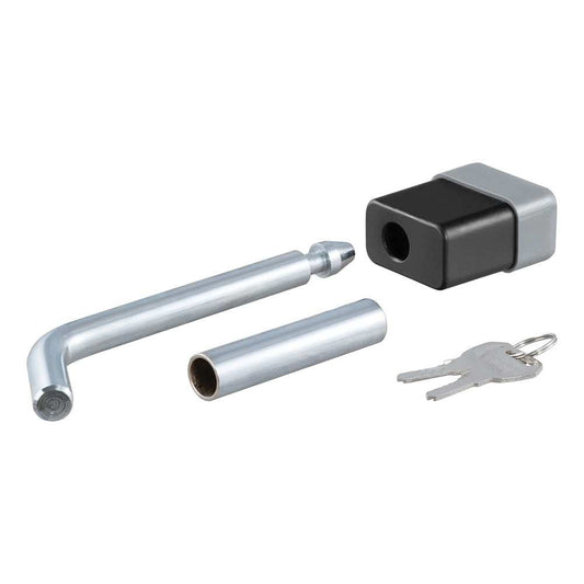 CURT 1/2" Hitch Lock w/5/8" Adapter - 1-1/4" or 2" Receiver - Deadbolt - Chrome - Skoutley Outdoors LLC