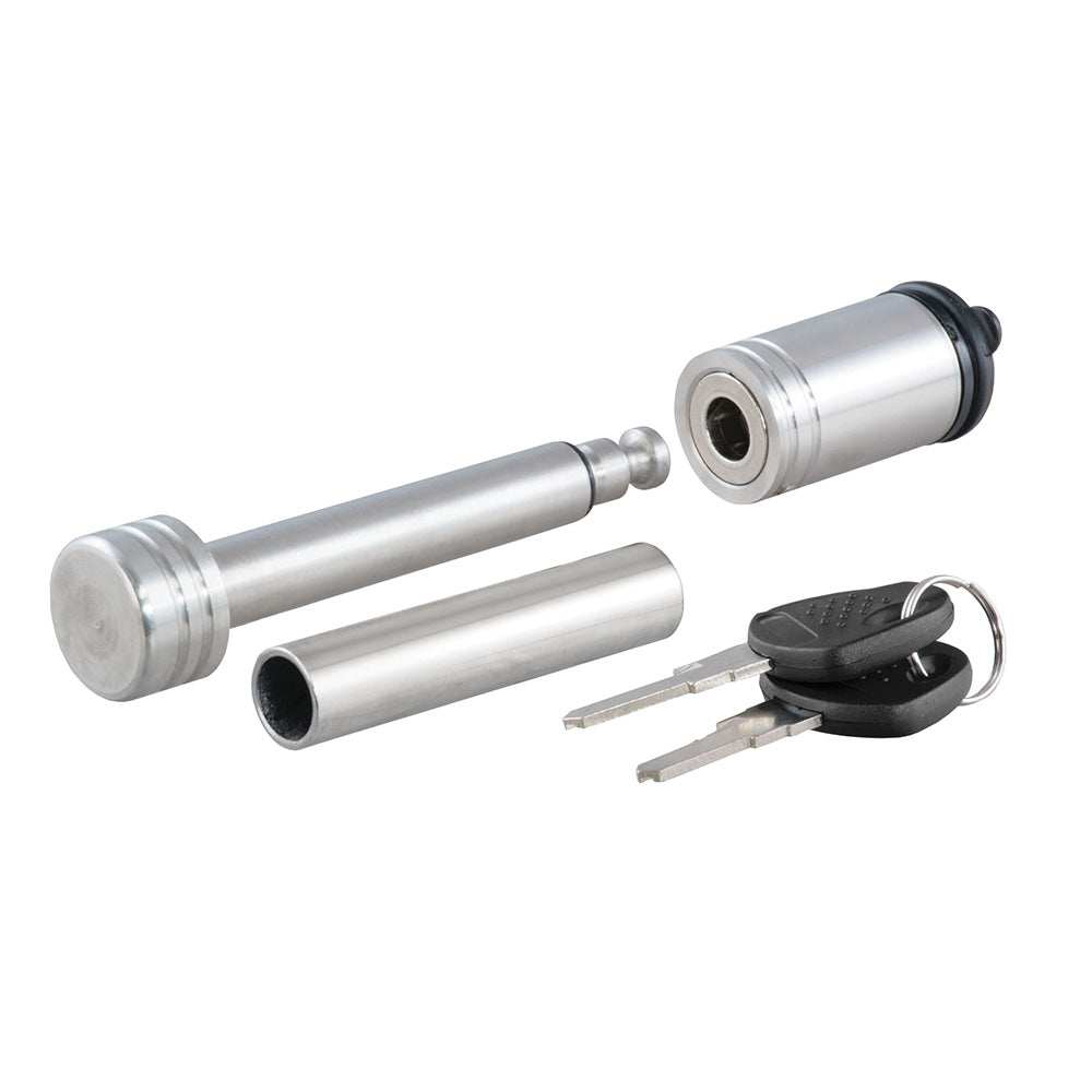 CURT 1/2" Hitch Lock w/5/8" Adapter - 1-1/4" or 2" Receiver - Barbell- Stainless Steel - Skoutley Outdoors LLC