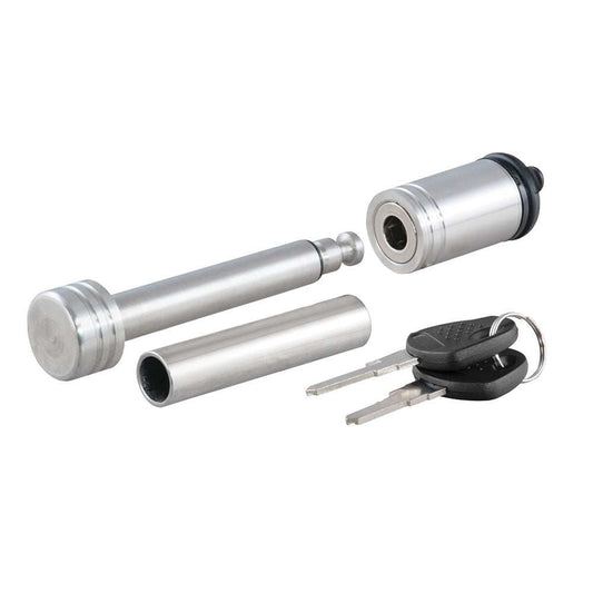 CURT 1/2" Hitch Lock w/5/8" Adapter - 1-1/4" or 2" Receiver - Barbell- Stainless Steel - Skoutley Outdoors LLC