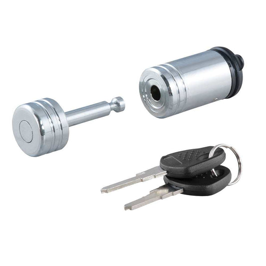 CURT Coupler Lock - 1/4" Pin - 7/8" Latch Span - Barbell - Chrome - Skoutley Outdoors LLC