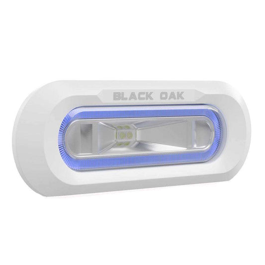 Black Oak Low Pro™ Marine Spreader Light - Flush Mount - White Housing - Blue LED - Skoutley Outdoors LLC