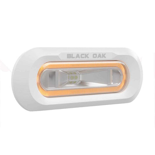 Black Oak Low Pro™ Marine Spreader Light - Flush Mount - White Housing - Amber LED - Skoutley Outdoors LLC
