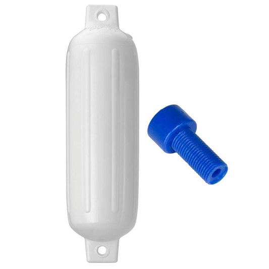 Polyform G-3 Twin Eye Fender 5.5" x 19" - White w/Adapter - Skoutley Outdoors LLC