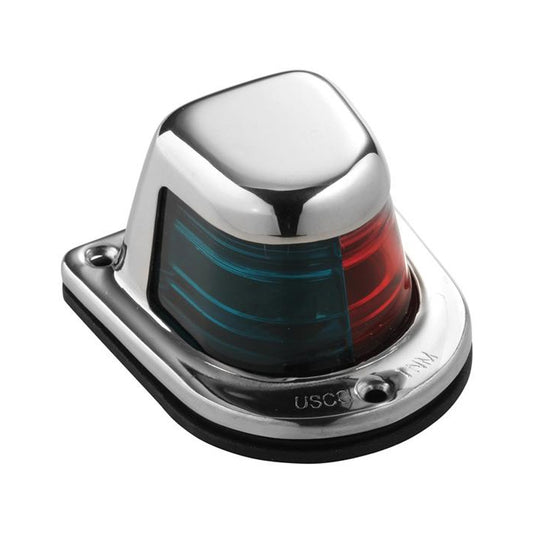 Attwood 1-Mile Deck Mount, Bi-Color Red/Green Combo Sidelight - 12V - Stainless Steel Housing - Skoutley Outdoors LLC
