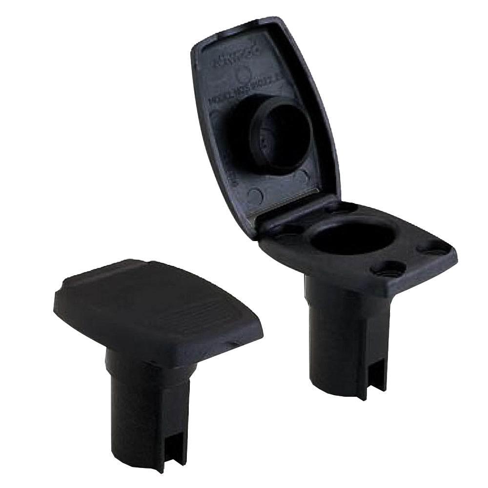 Attwood Oval 2-Pin Base f/Angled Pole - Black - Skoutley Outdoors LLC