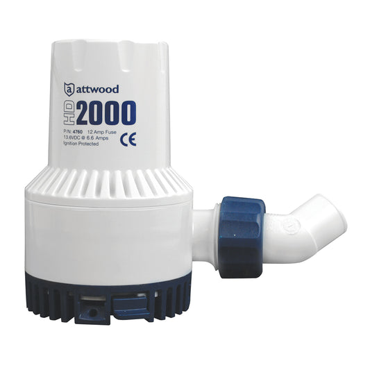 Attwood Heavy-Duty Bilge Pump 2000 Series - 12V - 2000 GPH - Skoutley Outdoors LLC