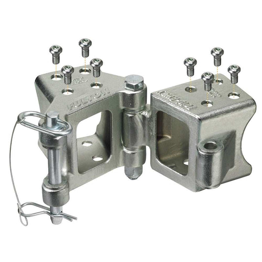 Fulton Fold-Away Bolt-On Hinge Kit 3" x 3" Trailer Beam, Rating 5,000 lbs., 48" Pivot, Z-Max 600 Zinc Finish - Skoutley Outdoors LLC
