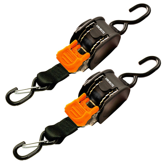 CargoBuckle Mini G3 Retractable Tie-Down w/ Dual S-Hooks 1" x 72" - Pair - Skoutley Outdoors LLC