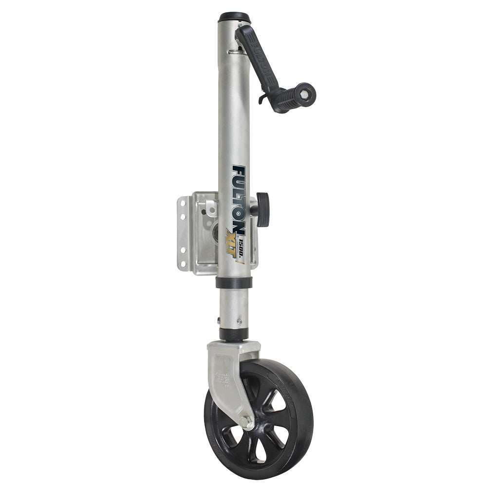 Fulton XLT 1500 lbs. Swing Away Bolt-On Jack w/12" Travel & 8" Poly Wheel - Sharkskin Finish - Skoutley Outdoors LLC