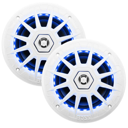 Boss Audio 6.5" MRGB65 Speakers w/RGB Lighting - White - 200W - Skoutley Outdoors LLC