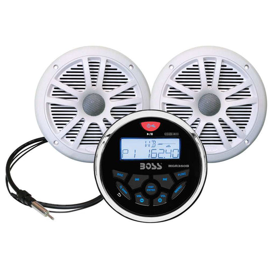 Boss Audio MCKGB350W.6 Marine Stereo & 6.5" Speaker Kit - White - Skoutley Outdoors LLC