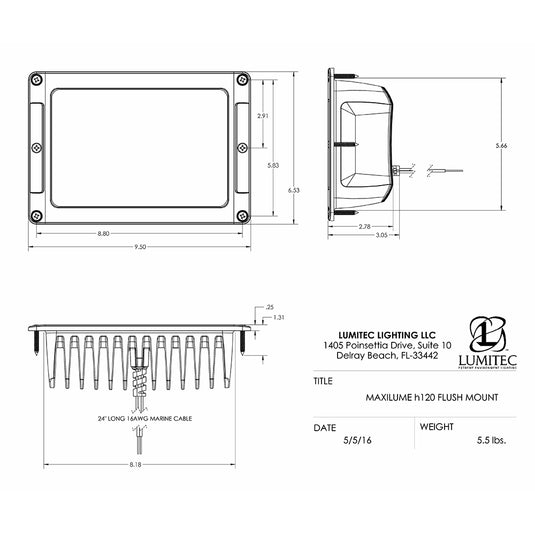 Lumitec Maxillume h120 - Flush Mount Flood Light - White Housing - White Dimming - Skoutley Outdoors LLC