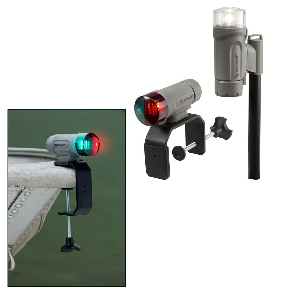 Attwood PaddleSport Portable Navigation Light Kit - C-Clamp, Screw Down or Adhesive Pad - Gray - Skoutley Outdoors LLC