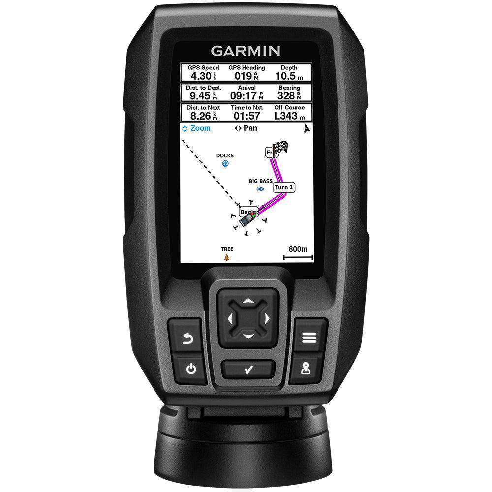 Garmin STRIKER™ 4 Fishfinder Worldwide Version w/77/200kHz - 4-Pin Transducer w/Transom & Trolling Motor Mounts - Skoutley Outdoors LLC