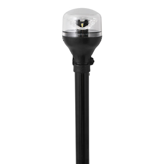 Attwood LightArmor All-Around Light - 12" Black Pole - Black Horizontal Composite Base w/Adapter - Skoutley Outdoors LLC