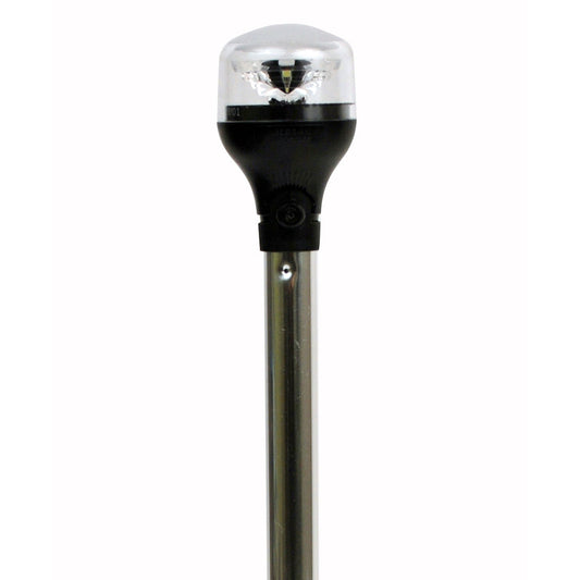 Attwood LightArmor All-Around Light - 20" Aluminum Pole - Black Vertical Composite Base w/Adapter - Skoutley Outdoors LLC