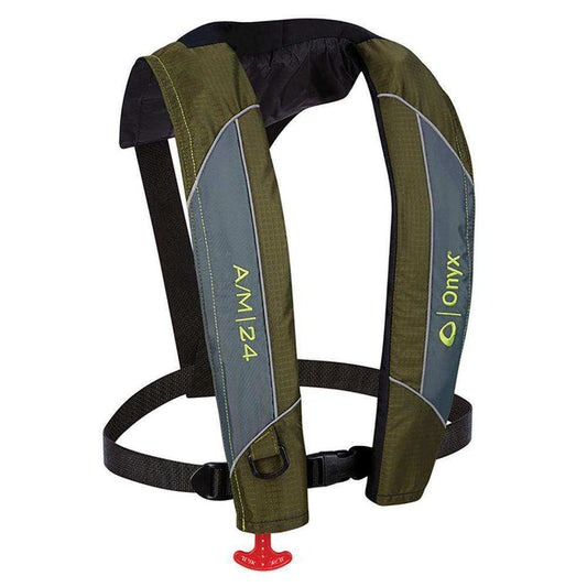 Onyx A/M-24 Automatic/Manual Inflatable PFD Life Jacket - Green - Skoutley Outdoors LLC